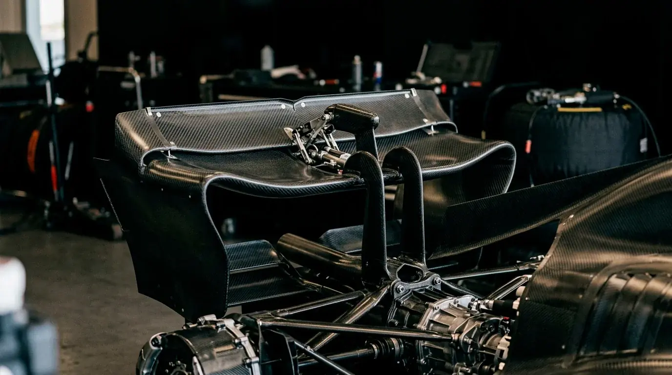 Задно крило на F1 болид като част от активна аеродинамика