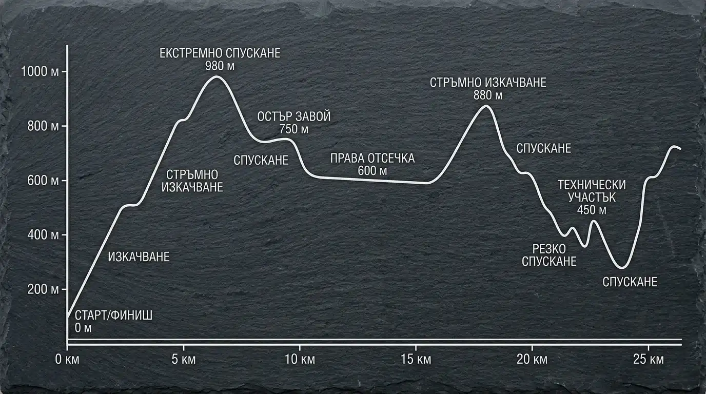 Профил на елевацията на пистата Спа с легендарния хълм Eau Rouge